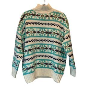 NWT American Eagle Oversized Mockneck Knit Fair Isle Floral Sweater Woman’s Size